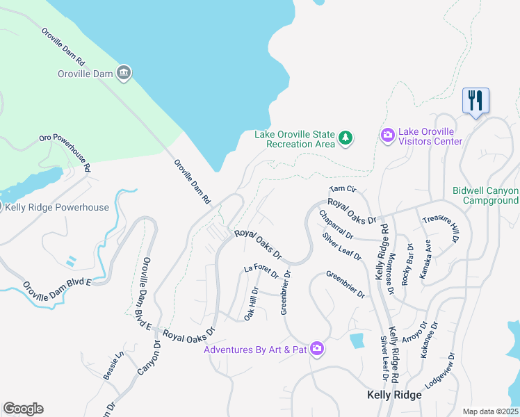 map of restaurants, bars, coffee shops, grocery stores, and more near Beckwourth Way in Oroville East