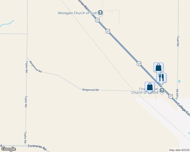 map of restaurants, bars, coffee shops, grocery stores, and more near 7060 Ringwood Rd in Oxford