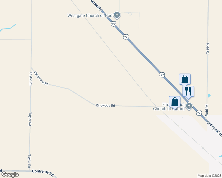 map of restaurants, bars, coffee shops, grocery stores, and more near 7060 Ringwood Road in Oxford