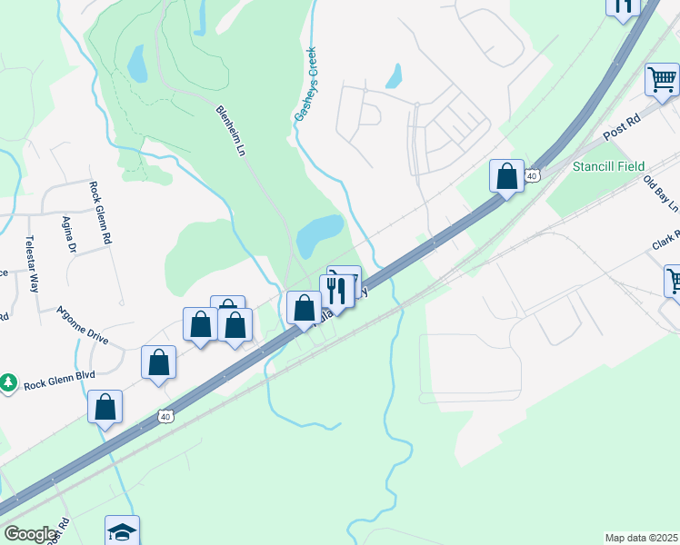 map of restaurants, bars, coffee shops, grocery stores, and more near 712 Blackberry Lane in Havre de Grace