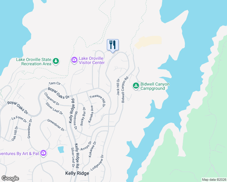 map of restaurants, bars, coffee shops, grocery stores, and more near 6216 Jack Hill Drive in Oroville