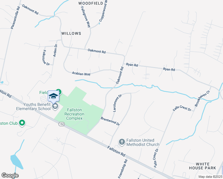 map of restaurants, bars, coffee shops, grocery stores, and more near 2200 Oakmont Road in Fallston