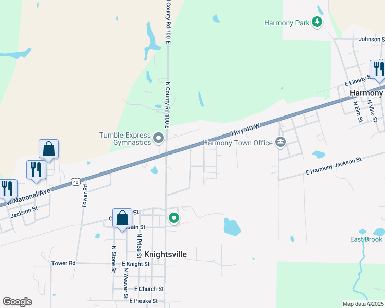 map of restaurants, bars, coffee shops, grocery stores, and more near 9994 North Knightsville Witty Street in Brazil