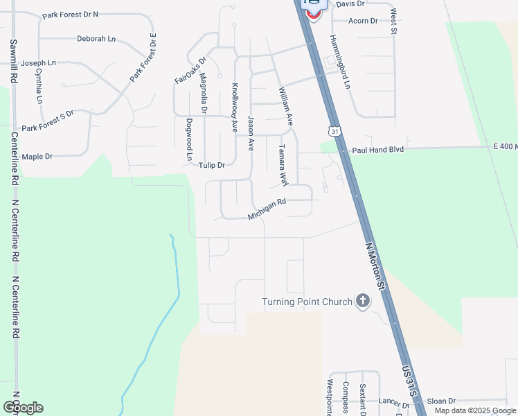 map of restaurants, bars, coffee shops, grocery stores, and more near 1492 Michigan Road in Franklin