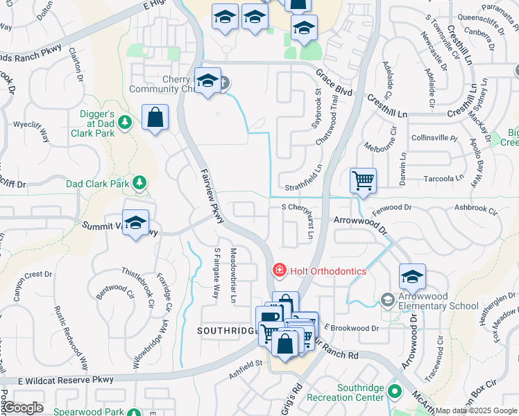 map of restaurants, bars, coffee shops, grocery stores, and more near 3913 East Aldenbridge Circle in Littleton