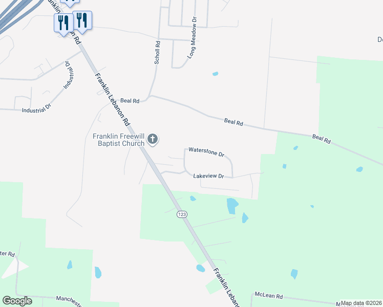 map of restaurants, bars, coffee shops, grocery stores, and more near 21 Waterstone Drive in Franklin
