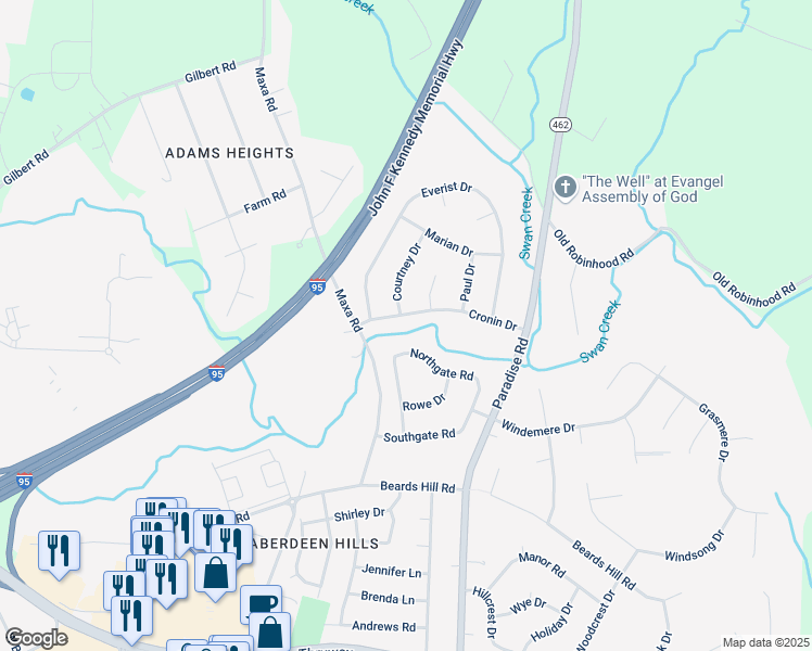 map of restaurants, bars, coffee shops, grocery stores, and more near 751 Cronin Drive in Aberdeen