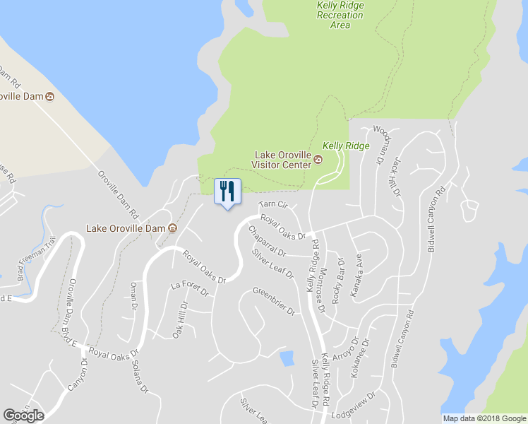 map of restaurants, bars, coffee shops, grocery stores, and more near 2 Tarn Circle in Oroville