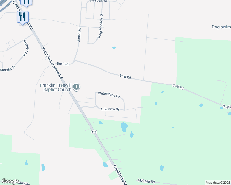 map of restaurants, bars, coffee shops, grocery stores, and more near 81 Waterstone Drive in Franklin