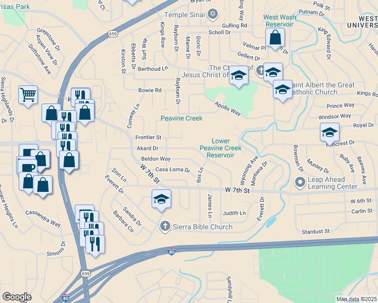 map of restaurants, bars, coffee shops, grocery stores, and more near 970 Beldon Way in Reno