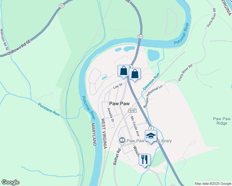 map of restaurants, bars, coffee shops, grocery stores, and more near in Paw Paw