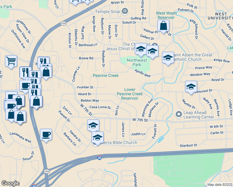 map of restaurants, bars, coffee shops, grocery stores, and more near 1140 Akard Drive in Reno