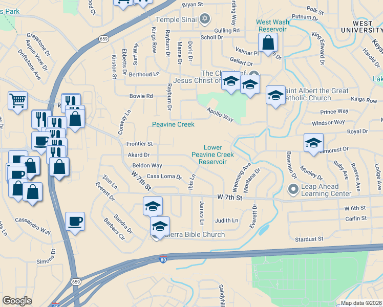 map of restaurants, bars, coffee shops, grocery stores, and more near 1140 Akard Drive in Reno