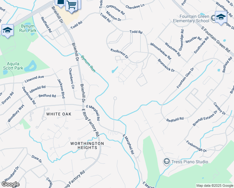 map of restaurants, bars, coffee shops, grocery stores, and more near 902 Macphail Woods Crossing in Bel Air