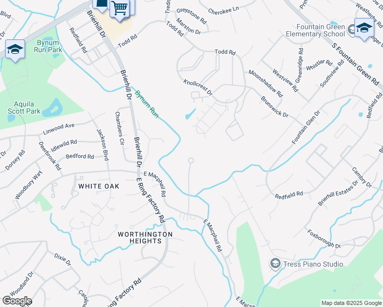 map of restaurants, bars, coffee shops, grocery stores, and more near 902 Macphail Woods Crossing in Bel Air