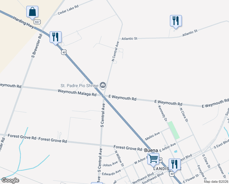 map of restaurants, bars, coffee shops, grocery stores, and more near 109 North Central Avenue in Buena