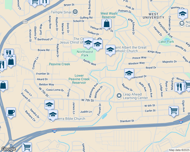 map of restaurants, bars, coffee shops, grocery stores, and more near 2624 Rayma Court in Reno
