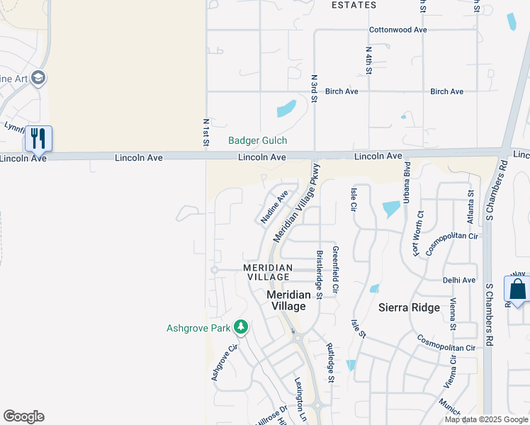 map of restaurants, bars, coffee shops, grocery stores, and more near 10040 Hough Point in Parker
