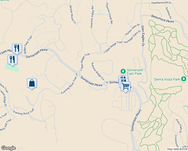 map of restaurants, bars, coffee shops, grocery stores, and more near 7891 Autumn Ridge Circle in Reno