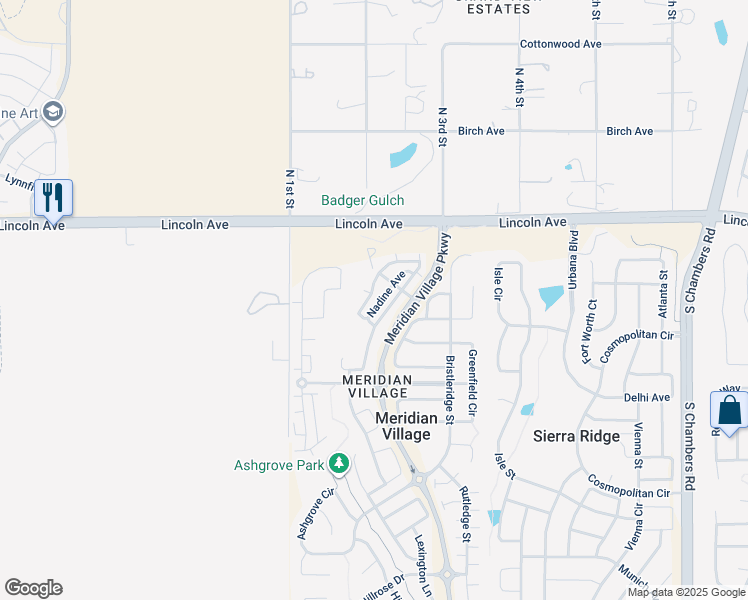 map of restaurants, bars, coffee shops, grocery stores, and more near 10052 Hough Point in Parker