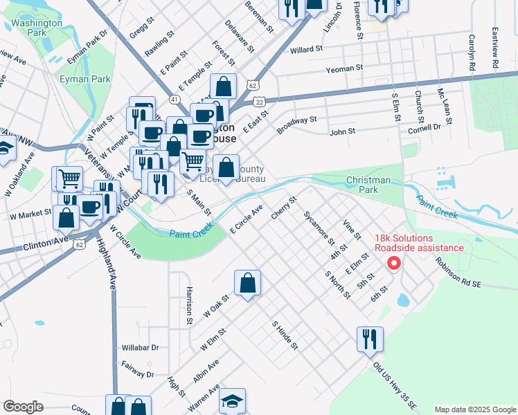 map of restaurants, bars, coffee shops, grocery stores, and more near in WSHNGTN CT HS