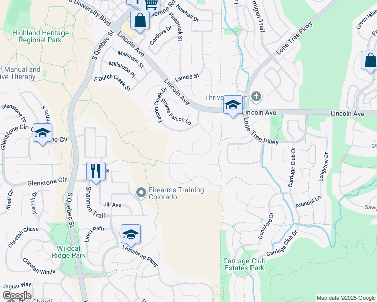 map of restaurants, bars, coffee shops, grocery stores, and more near 10061 Saddlehorn Lane in Littleton
