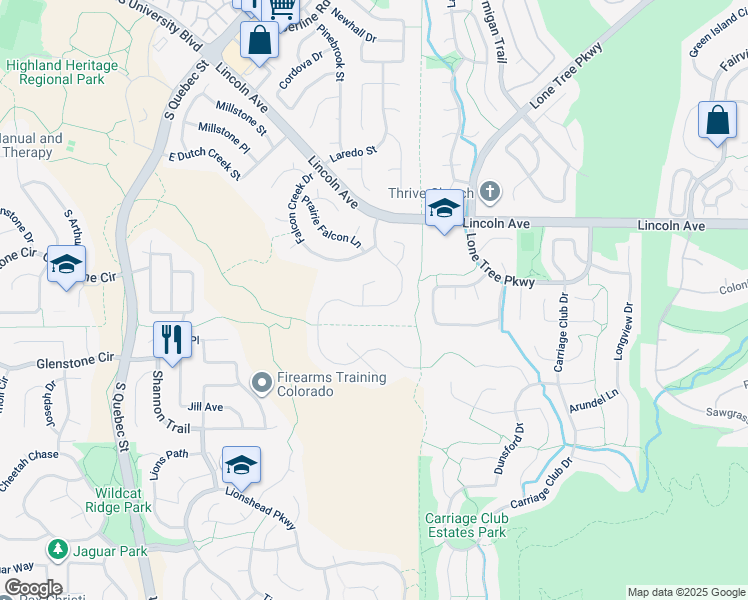 map of restaurants, bars, coffee shops, grocery stores, and more near 9983 Cottoncreek Drive in Littleton