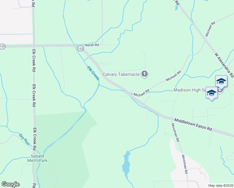 map of restaurants, bars, coffee shops, grocery stores, and more near 1677-1751 Middletown Eaton Road in Middletown