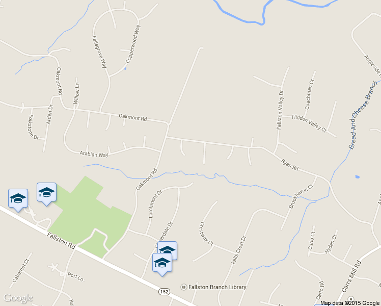 map of restaurants, bars, coffee shops, grocery stores, and more near 2105 Rosante Court in Fallston