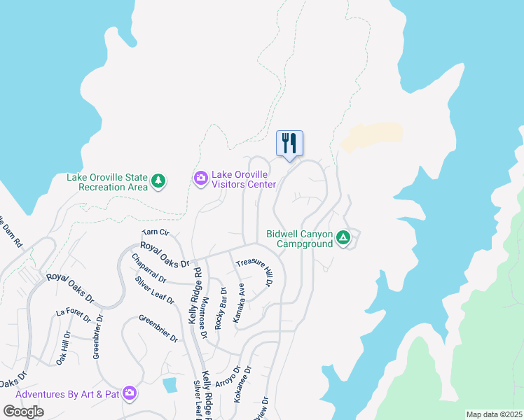 map of restaurants, bars, coffee shops, grocery stores, and more near 6270 Jack Hill Drive in Oroville