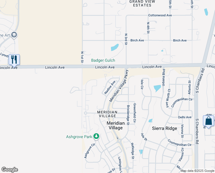 map of restaurants, bars, coffee shops, grocery stores, and more near 10040 Hough Point in Parker