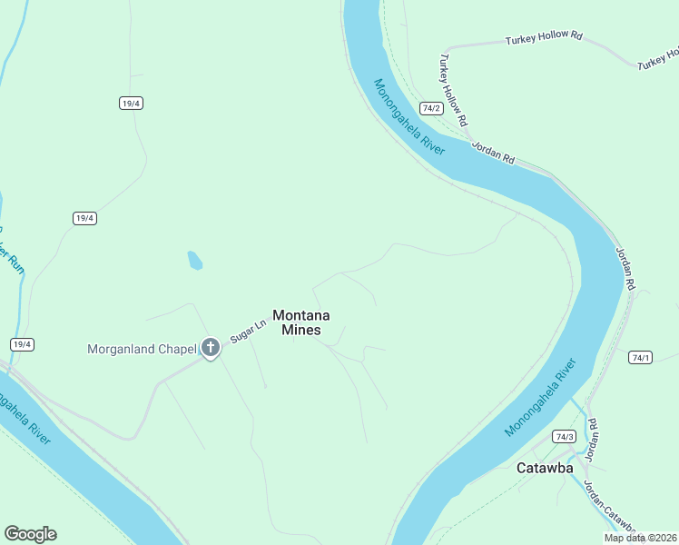 map of restaurants, bars, coffee shops, grocery stores, and more near 77 Frederick Drive in Rivesville