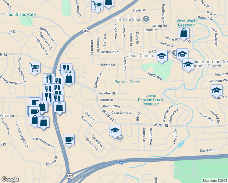 map of restaurants, bars, coffee shops, grocery stores, and more near 1171 Frontier Street in Reno