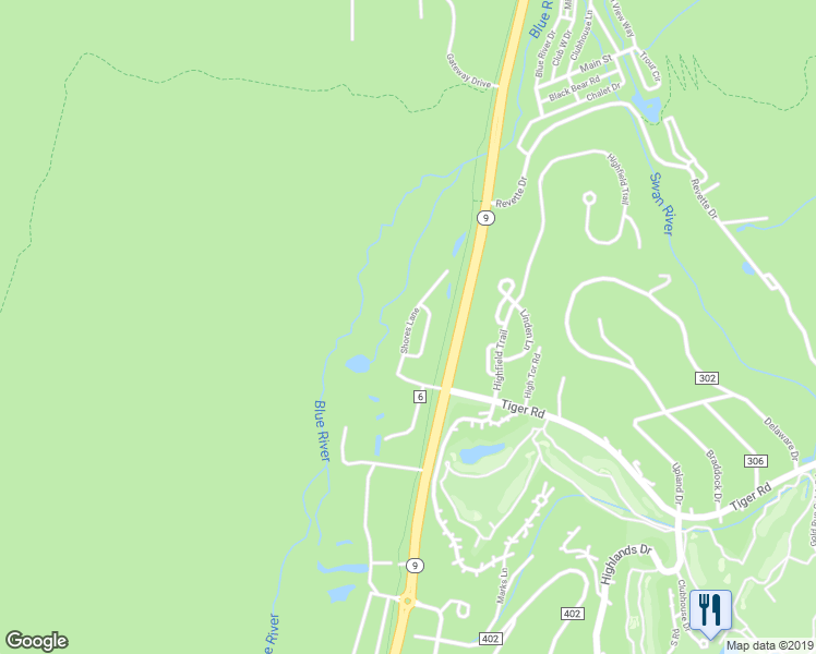 map of restaurants, bars, coffee shops, grocery stores, and more near 181 Shores Lane in Breckenridge