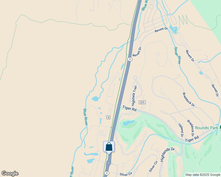map of restaurants, bars, coffee shops, grocery stores, and more near 181 Shores Lane in Breckenridge