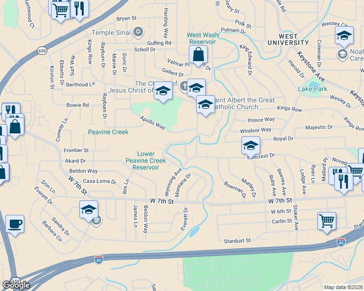 map of restaurants, bars, coffee shops, grocery stores, and more near 2649 Rayma Court in Reno