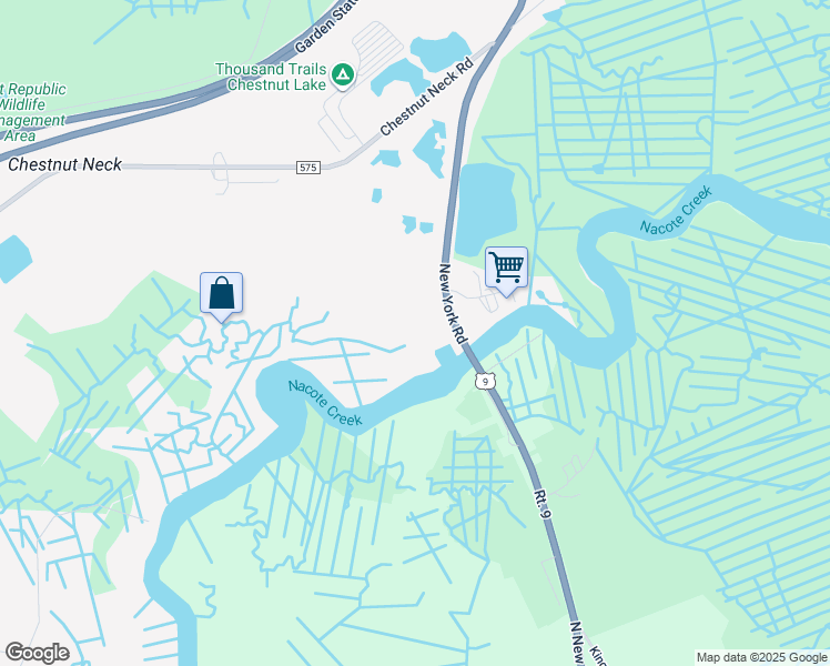 map of restaurants, bars, coffee shops, grocery stores, and more near 1 New York Road in Port Republic