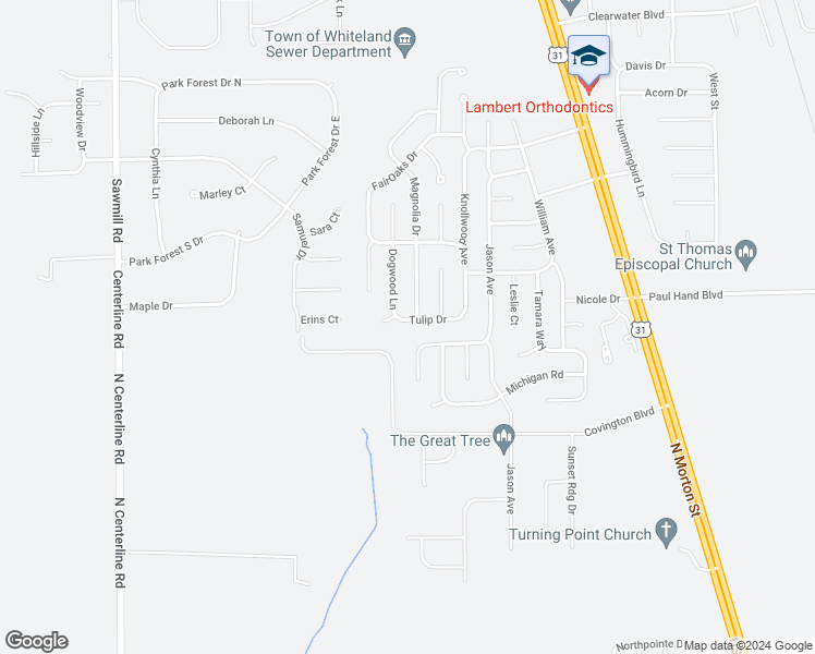 map of restaurants, bars, coffee shops, grocery stores, and more near 1557 Tulip Drive in Franklin