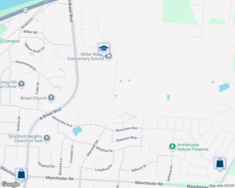 map of restaurants, bars, coffee shops, grocery stores, and more near 4822 Miller Road in Middletown