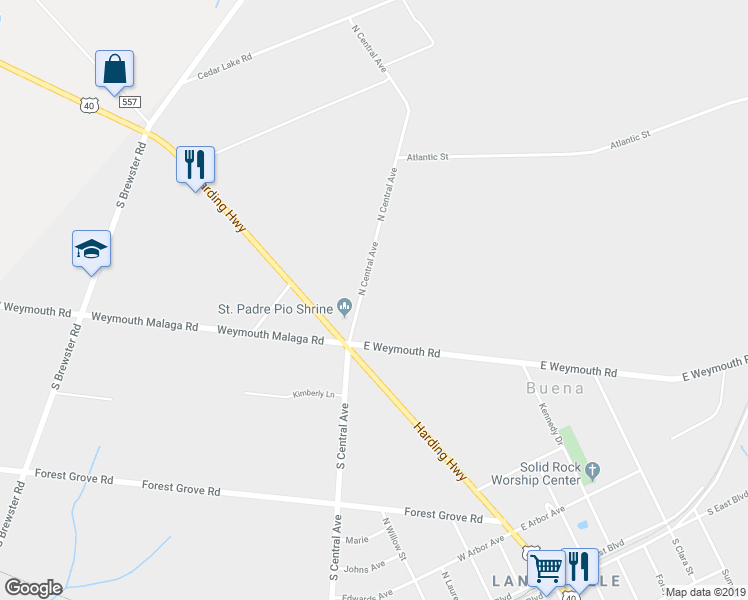 map of restaurants, bars, coffee shops, grocery stores, and more near 109 North Central Avenue in Buena