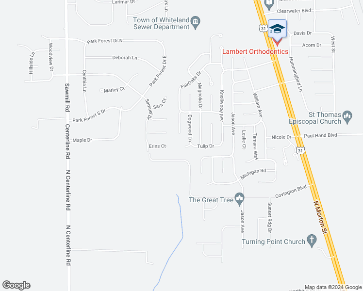 map of restaurants, bars, coffee shops, grocery stores, and more near 1590 Tulip Court in Franklin