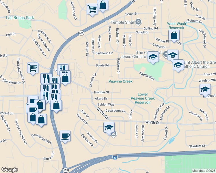 map of restaurants, bars, coffee shops, grocery stores, and more near 1171 Frontier Street in Reno
