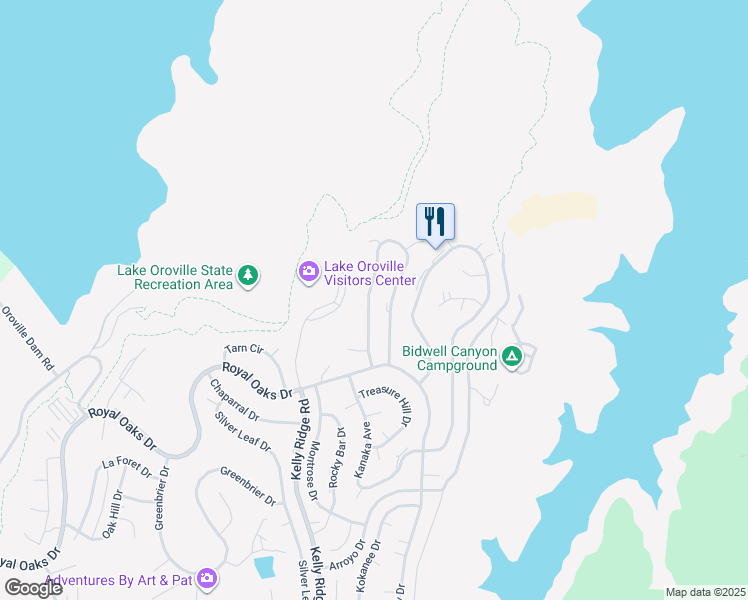 map of restaurants, bars, coffee shops, grocery stores, and more near 6254 Woodman Drive in Oroville