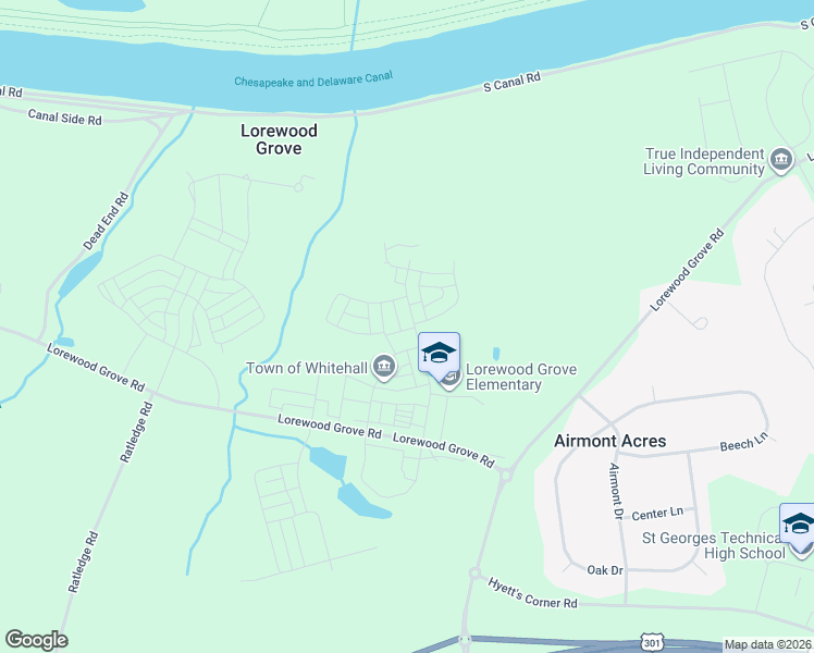 map of restaurants, bars, coffee shops, grocery stores, and more near 1510 Schwinn Street in Middletown