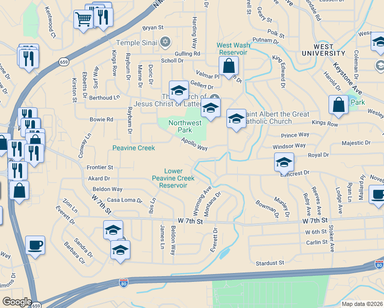 map of restaurants, bars, coffee shops, grocery stores, and more near 2760 Apollo Way in Reno