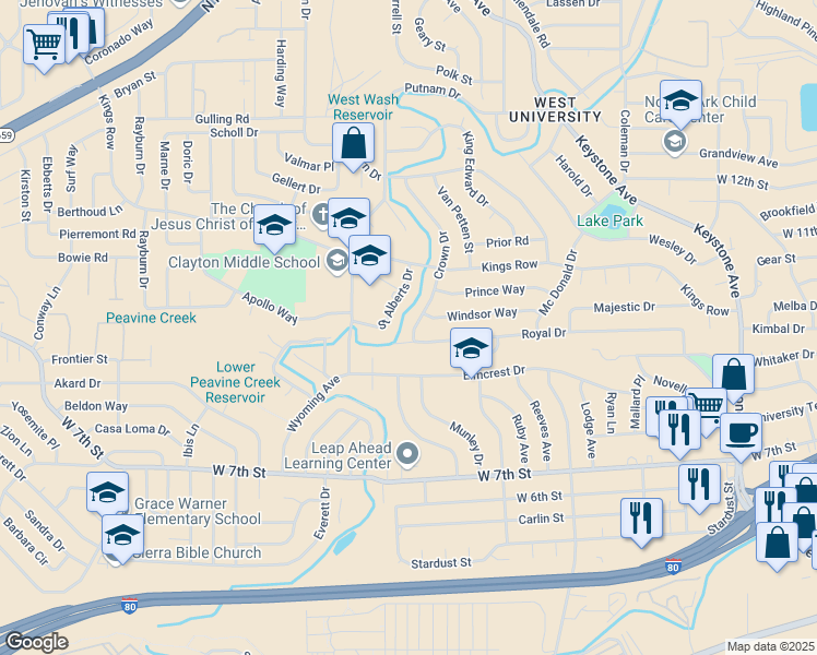 map of restaurants, bars, coffee shops, grocery stores, and more near 1045 Crown Drive in Reno