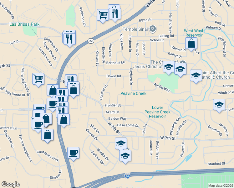 map of restaurants, bars, coffee shops, grocery stores, and more near 1179 Freddie Court in Reno