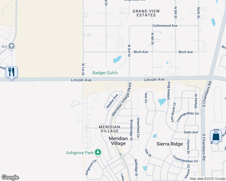 map of restaurants, bars, coffee shops, grocery stores, and more near 10005 Hough Point in Parker