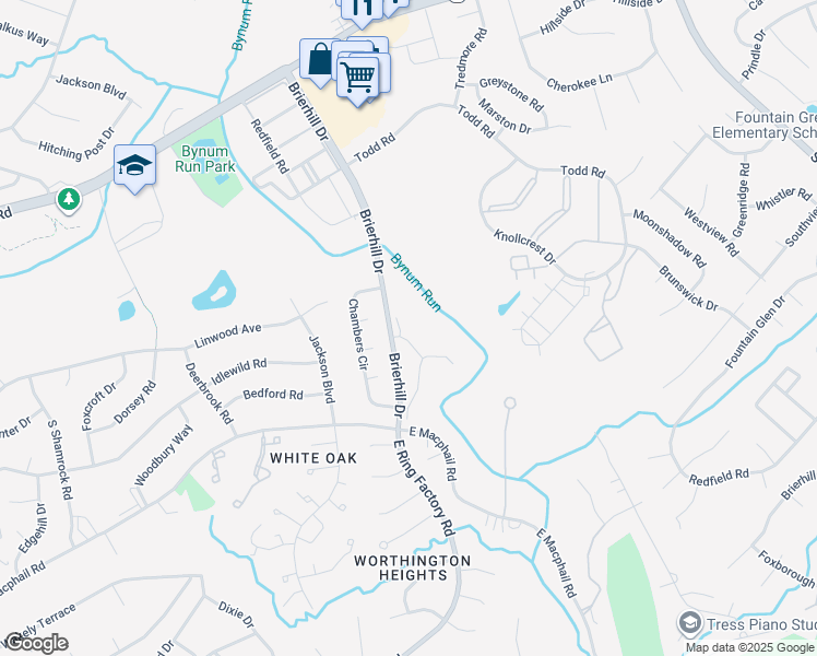 map of restaurants, bars, coffee shops, grocery stores, and more near 723 Clifton Terrace in Bel Air