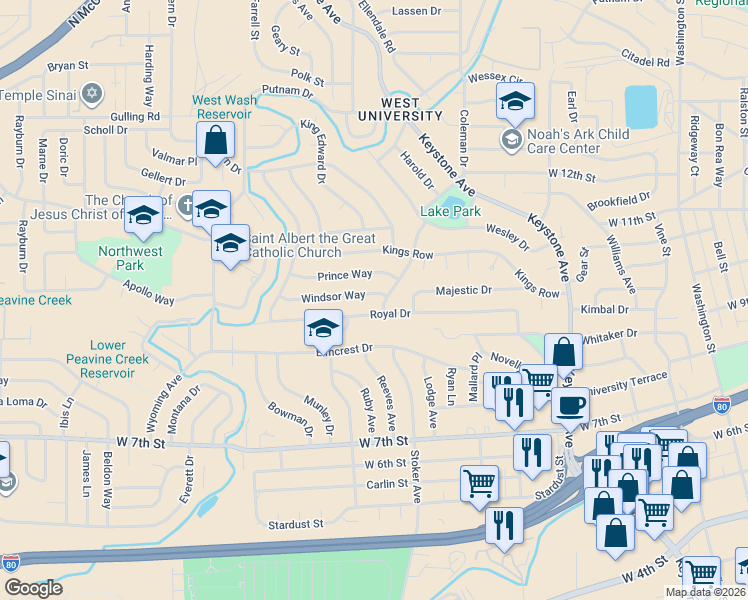 map of restaurants, bars, coffee shops, grocery stores, and more near 1835 Windsor Way in Reno